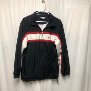 Nike Athletics Windbreaker Mens Size Medium Black Red Zipper Front Lined Jacket